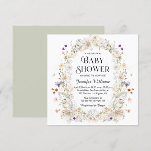Invitation baby shower botanique fleuri à l'aquarelle