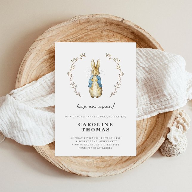 Invitation Baby Shower Botanique Lapin Vintage (Créateur téléchargé)