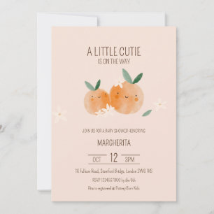 Invitation Baby shower botanique Little Cutie Orange Citrus