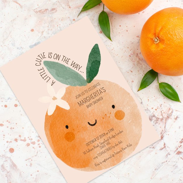 Invitation Baby shower botanique Little Cutie Orange Citrus (Créateur téléchargé)