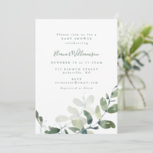 Invitation Baby shower botanique moderne Eucalyptus Boho