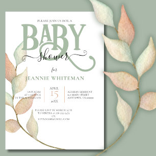 Invitation Baby-Shower Botanique Mousse & Pêche