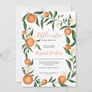 Invitation Baby shower Botanique orange Citron Little Cutie