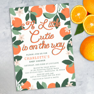 Invitation Baby shower botanique orange de Citrus Little Cuti