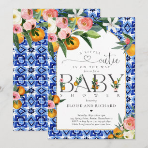 Invitation Baby shower botanique orange de Little Cutie Citru