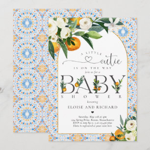 Invitation Baby shower botanique orange de Little Cutie Citru