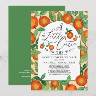 Invitation Baby shower Botanique Orange Little Cutie Par Mail