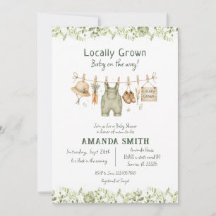 Invitation Baby Shower Botanique Rustique de Nourrisson Né Lo