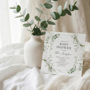 Invitation Baby Shower Botanique Végétal Moderne