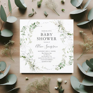 Invitation Baby shower Botanique Verdure Moderne
