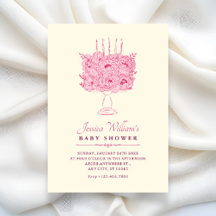 Invitation Baby-shower bouquet de fleurs roses