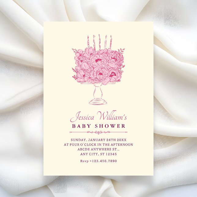 Invitation Baby-shower bouquet de fleurs roses (Créateur téléchargé)