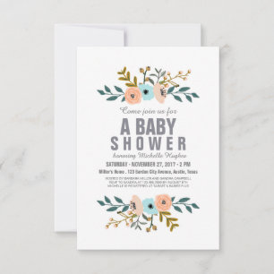 Invitation Baby Shower Bouquet Floral