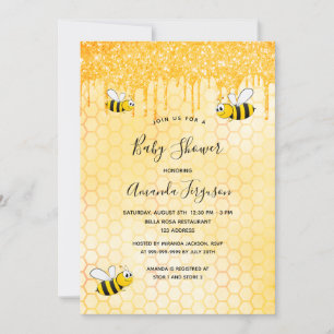 Invitation Baby shower bourdon abeilles parties scintillant o