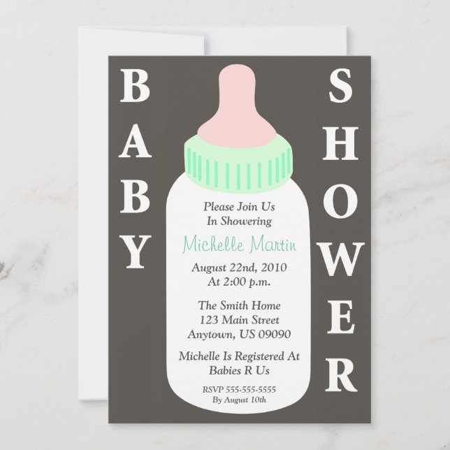 Invitation Baby shower (Bouteille Bébée) (Devant)