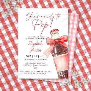 Invitation Baby Shower Bouteille de Soda Rouge Ruban Prête à
