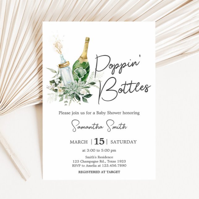 Invitation Baby shower Bouteilles (Poppin' Baby Bottles Baby Shower Invitation)
