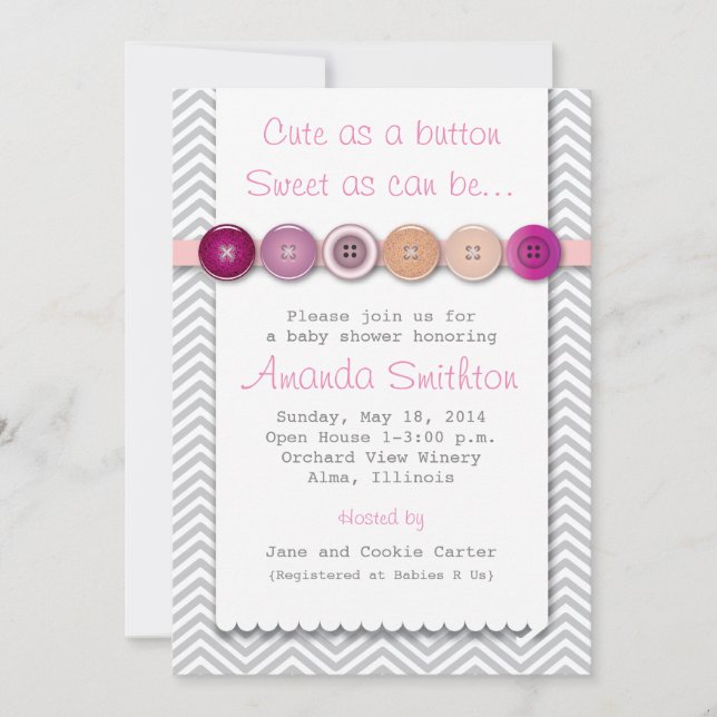 Invitation Baby shower Bouton mou (Devant)