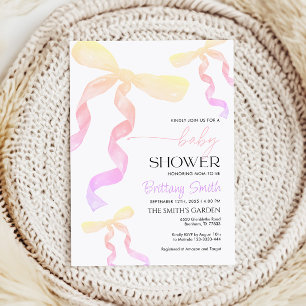 Invitation baby shower Bow