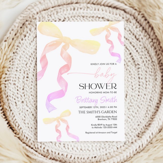 Invitation baby shower Bow (Créateur téléchargé)