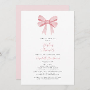 Invitation Baby shower Bow rose Coquette Girly Elegant Pastel