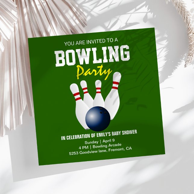 Invitation Baby Shower Bowling Vert Moderne (Créateur téléchargé)