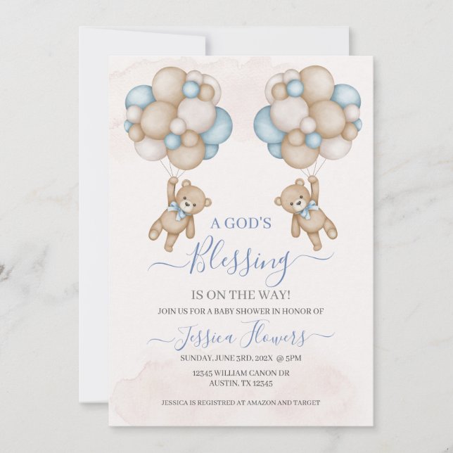 Invitation baby shower Boy (Devant)