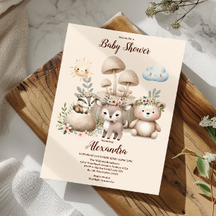 Invitation Baby shower Boy Baby Boho Woodland