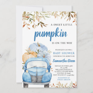 Invitation Baby shower Boy Blue Citrouille