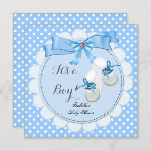 Invitation Baby shower Boy Blue Cute Blue Boties chaussures 2