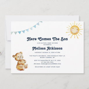 Invitation Baby shower Boy Boho Bear