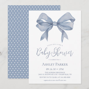 Invitation Baby shower Boy Boy Blue Dusty
