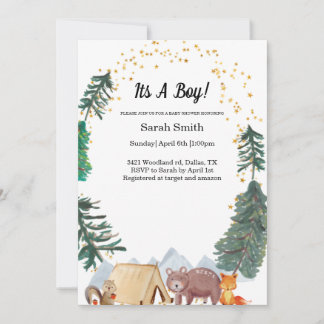 Invitation Baby shower Boy Boy Woodland