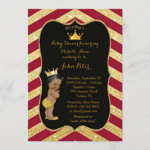 Invitation Baby shower BOY, chevalerie de style Chevron doré,