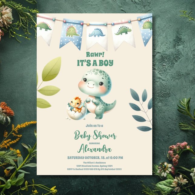 Invitation Baby shower Boy Dinosaur (Créateur téléchargé)