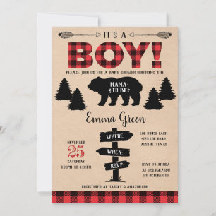 Invitation Baby shower Boy Lumberjack
