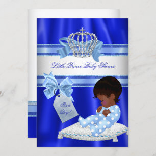 Invitation Baby shower Boy Royal Blue Little Prince Ethnic