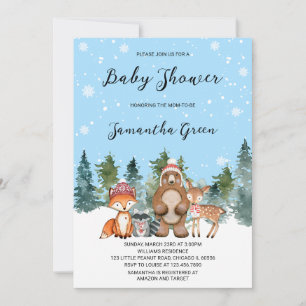 Invitation Baby shower Boy Winter Woodland