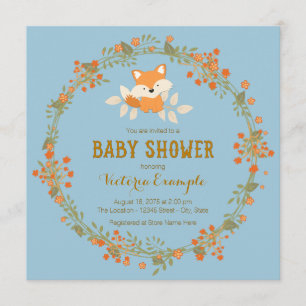 Invitation Baby shower Boys Woodland Fox