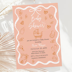 Invitation Baby shower branché à main coulissante