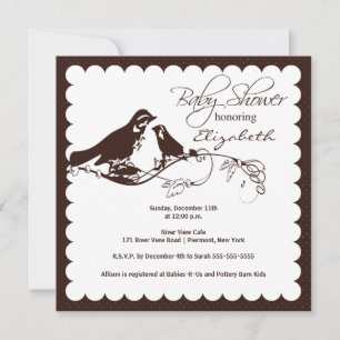 Invitation Baby shower Brown à la mode d'oiseau de maman et