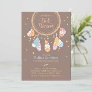 Invitation Baby shower Brown Boho Tribal Dreamcatcher