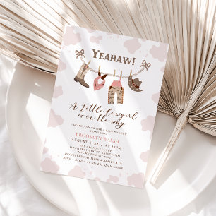 Invitation Baby shower Brown de petite fille rose moderne