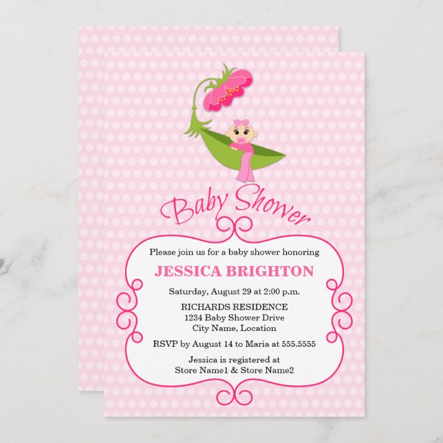 Invitation Baby shower Brown des yeux de pois mignon (Devant / Derrière)