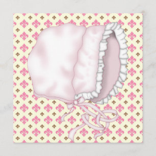 Invitation Baby shower Brown Fleur de Lis rose jaune