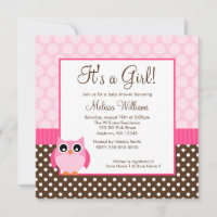 Baby shower Brown rose de fille de point de polka