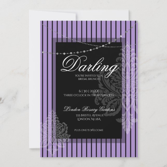 Invitation  Baby shower brunch avec la mariée violet noir  (Devant)