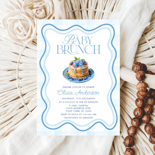 Invitation Baby shower Brunch Bébé Blueberry (Créateur téléchargé)