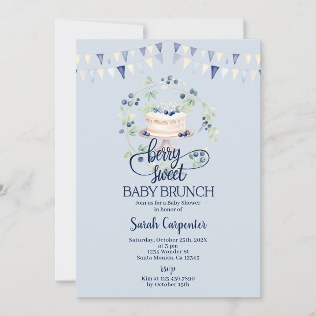 Invitation Baby shower Brunch Bébé Blueberry (Devant)