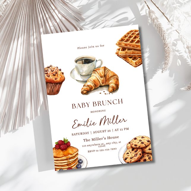 Invitation Baby Shower Brunch Café Petit-déjeuner Fête neutre (Créateur téléchargé)